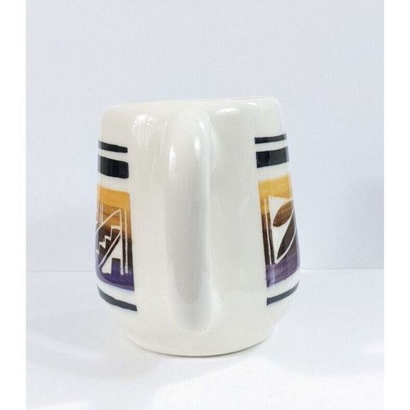Mesa Verde Pottery Mug - Signed Silas Navajo Purple And Yellow - Picture 3 of 11